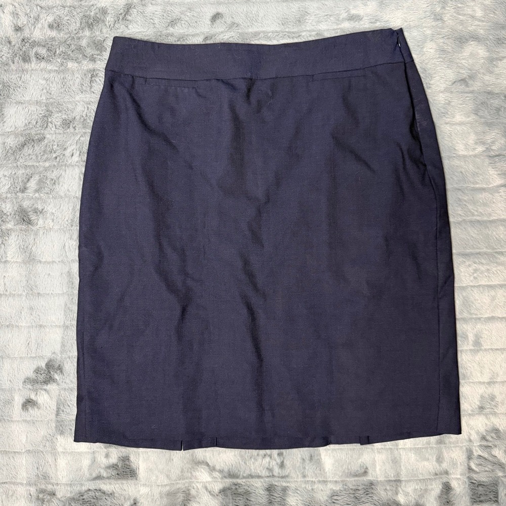 Banana Republic Navy Blue Wool Blend Pencil Skirt Side Zip Size 12 Professional
